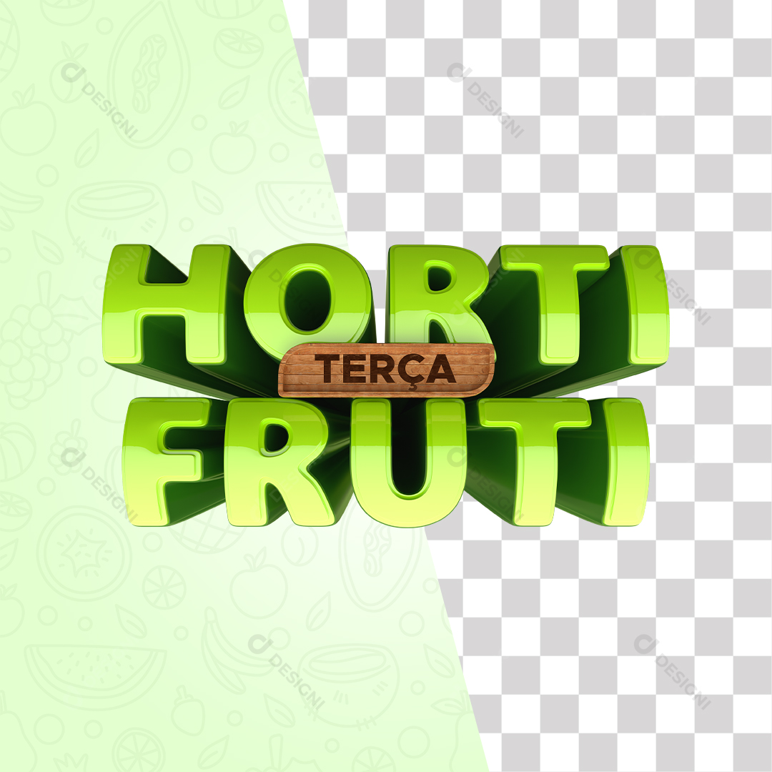 Terça Hortifruti Selo 3D PSD + PNG Transparente