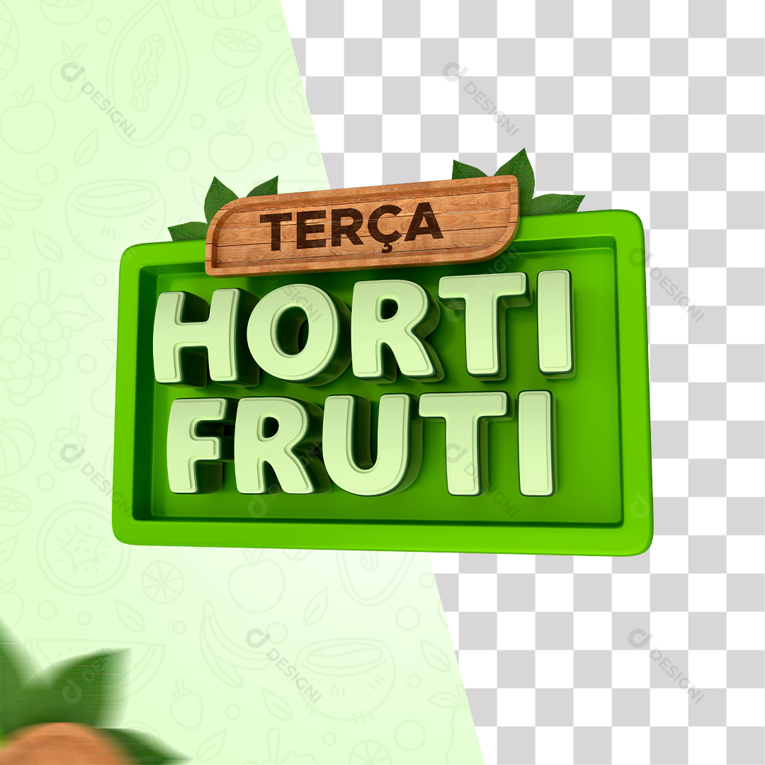 Terça Hortifruti Selo 3D PSD + PNG Transparente