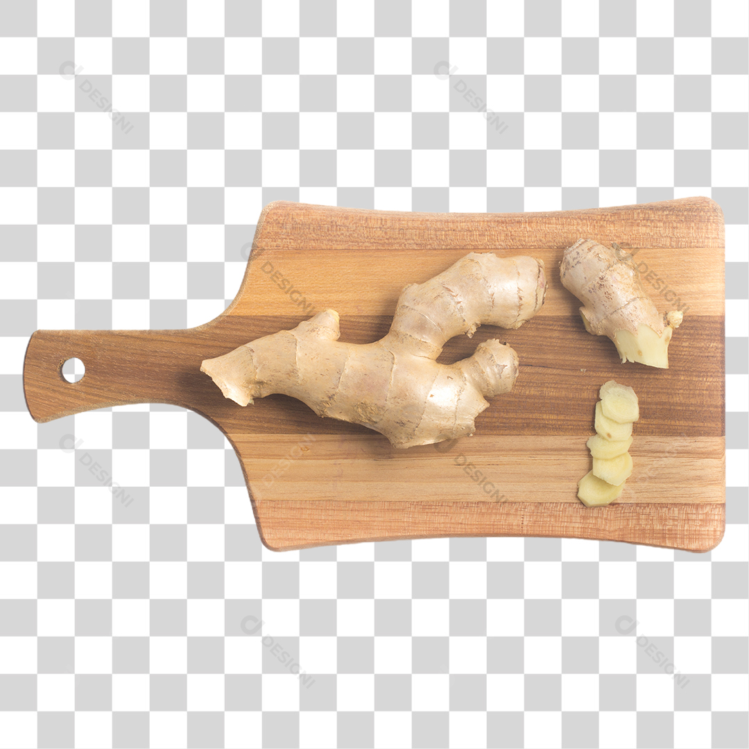 Tábua De Corte Com Raiz De Gengibre PNG Transparente