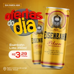 Social Media Cerveja Eisenbahn Lata Supermercado Bares PSD Editável