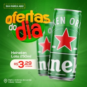 Social Media Cerveja Heineken Lata Supermercado Bares PSD Editável