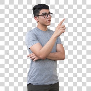 Jovem Apontando o Dedo Para Cima PNG Transparente Sem Fundo