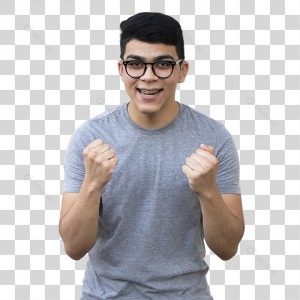 Jovem Rapaz Feliz Vibrando Comemorando PNG Transparente Sem Fundo