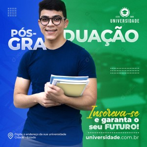 Universidades Faculdade Pós-graduação Social Media PSD Editável