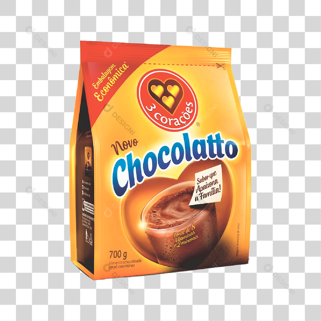 Novo Chocolatto 3 Corações 700G PNG Transparente