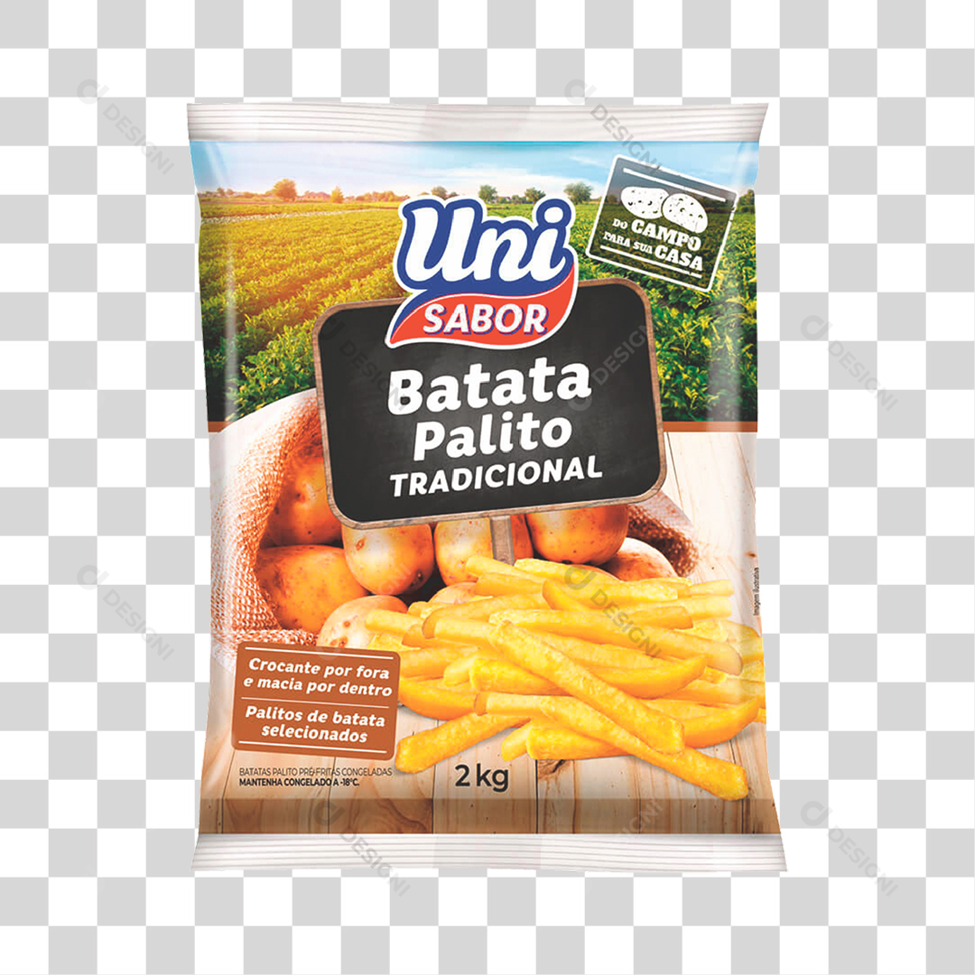 Batata Palito Tradicional Uni Sabor 2kg PNG Transparente