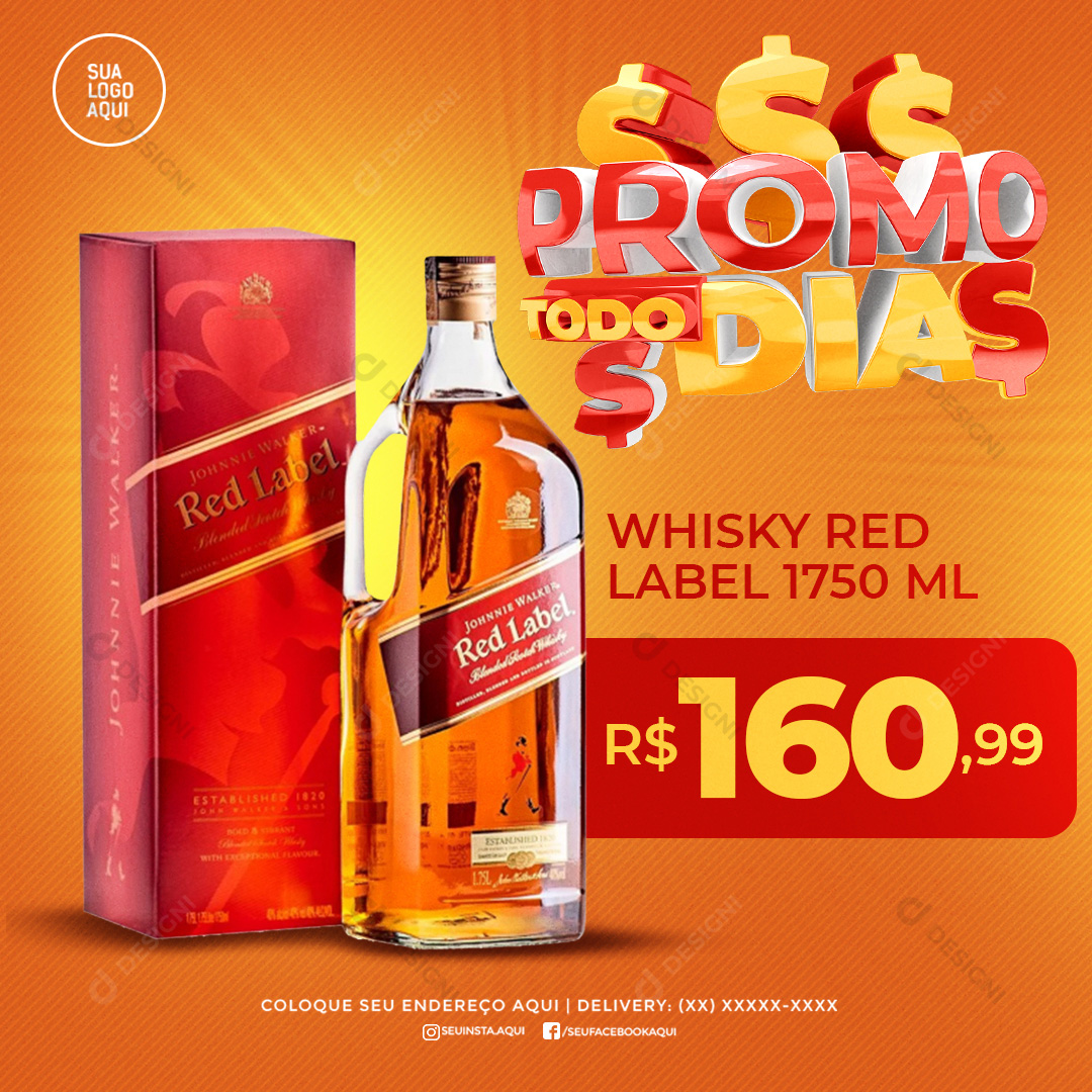 Promoção Whisky Red Label Social Media PSD Editável