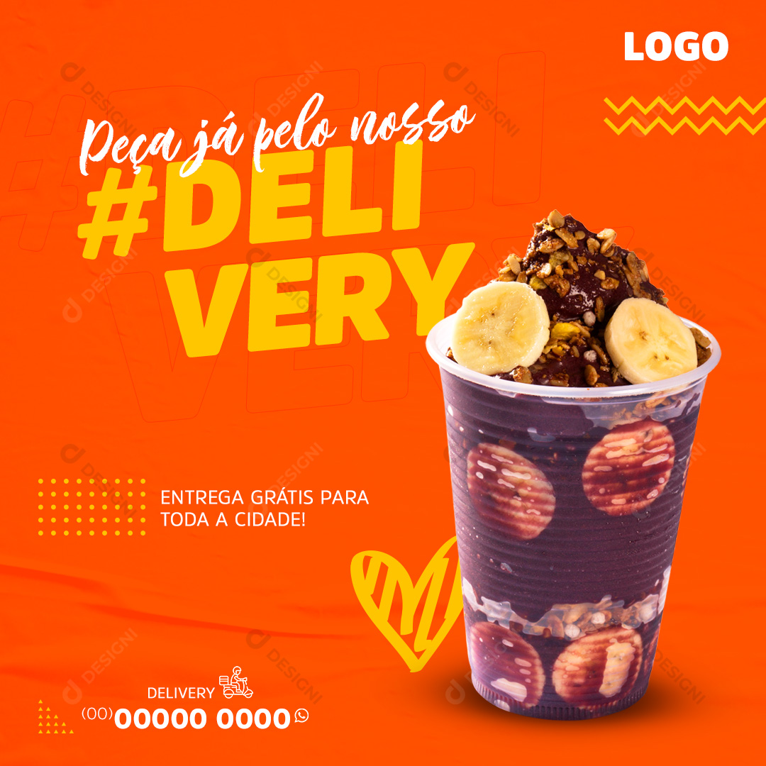 Açai No Copo Social Media PSD Editável Sorveteria Deliverys