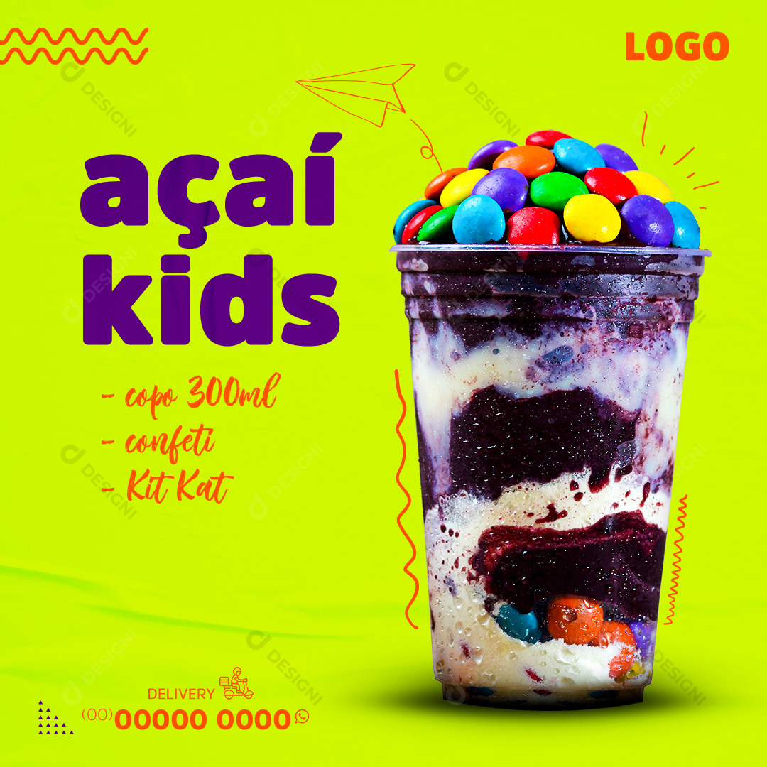Açaí Kids Social Media PSD Editável