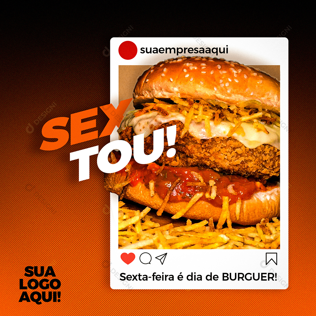 Hambúrguer Sextou Hamburguerias Social Media PSD Editável