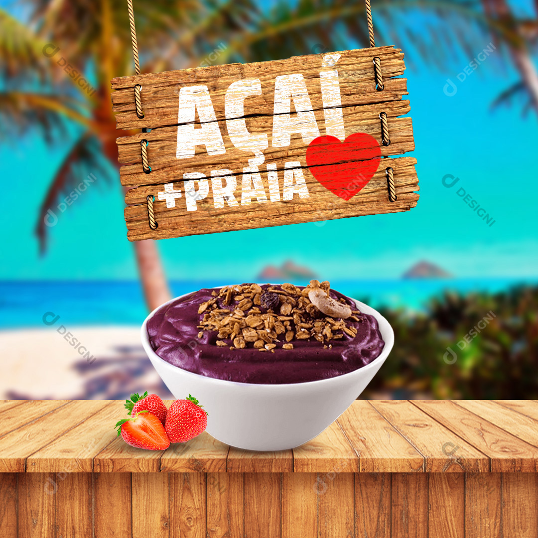 Açaí Praia Social Media PSD Editável