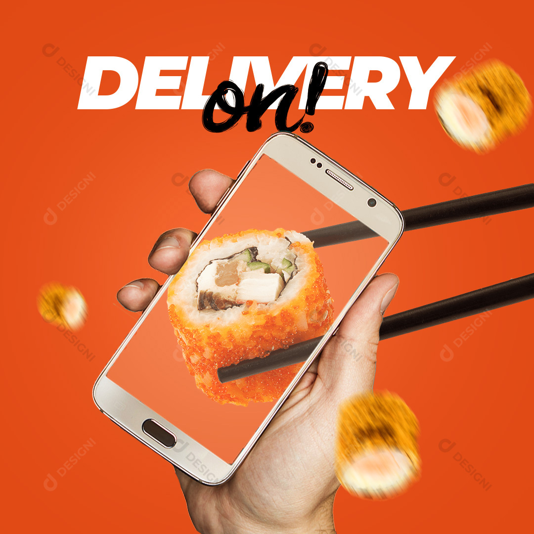 Delivery de Sushi On Sushi Social Media PSD Editável