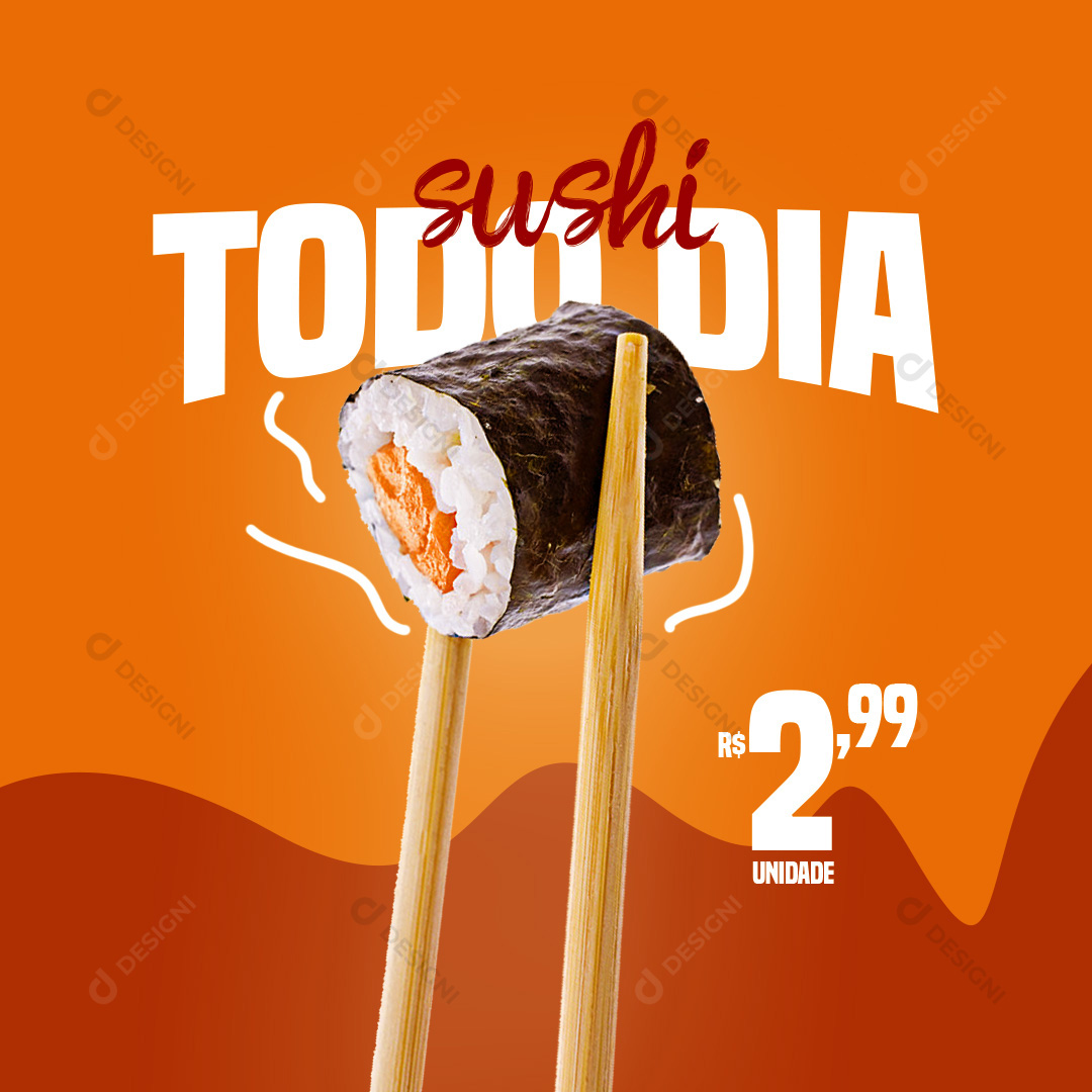 Sushi Comida Japonesa Todo Dia Social Media PSD Editável