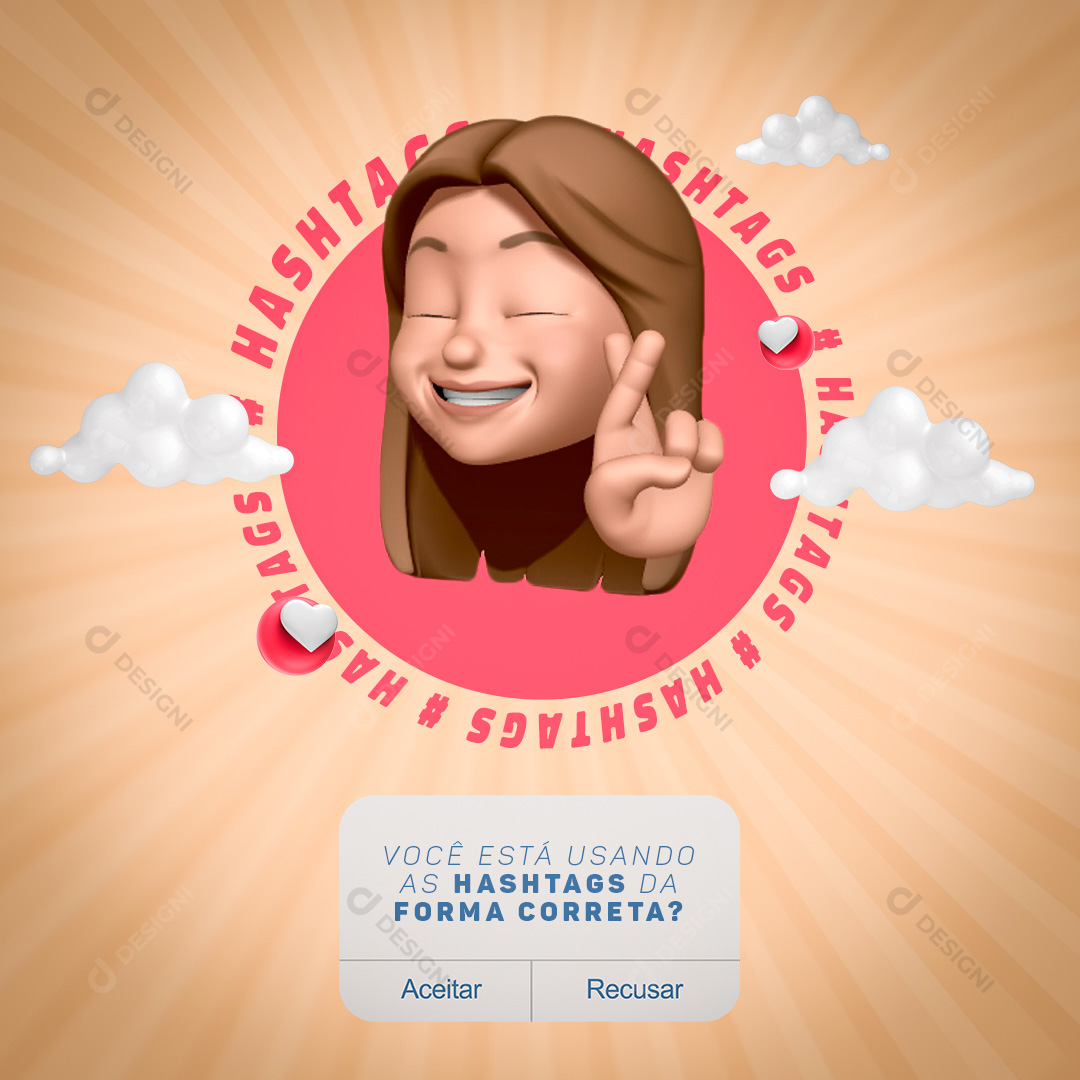 Hashtags Blogueiras Social Media PSD Editável Redes Sociais