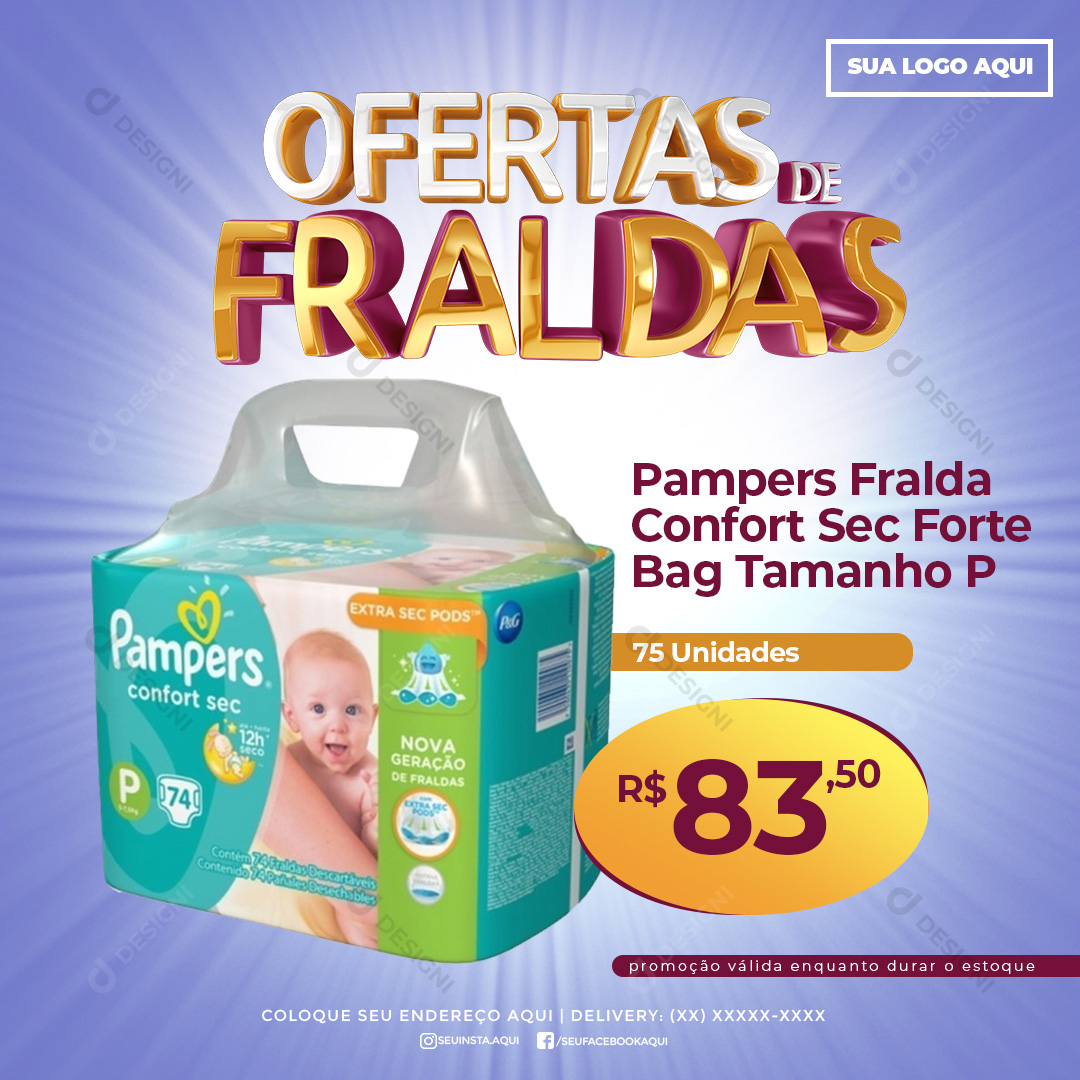 Ofertas de Fralda Pampers Social Media PSD Editável