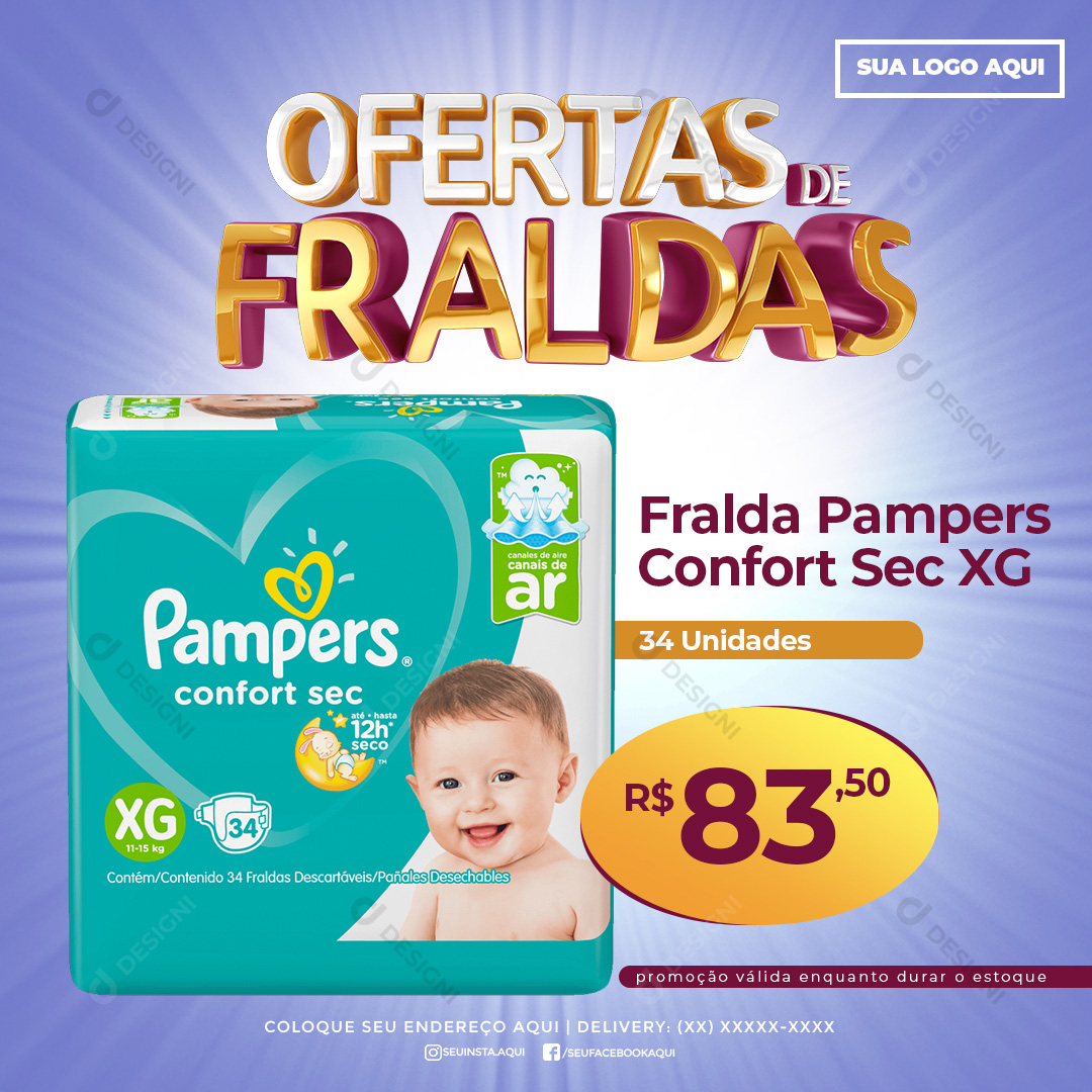 Ofertas de Fralda Pampers Social Media PSD Editável