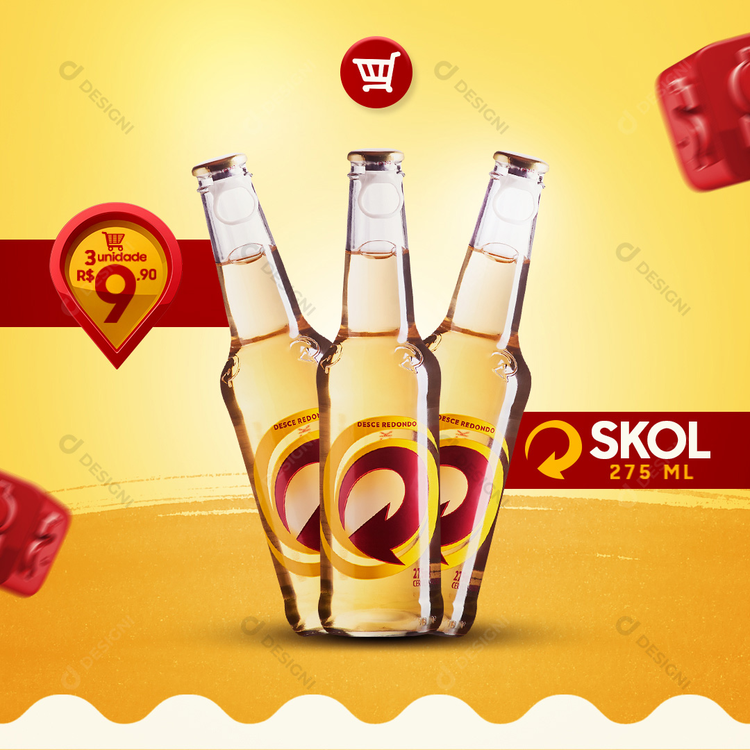 Cerveja Skol 275ml Long Neck Bares Social Media PSD Editável