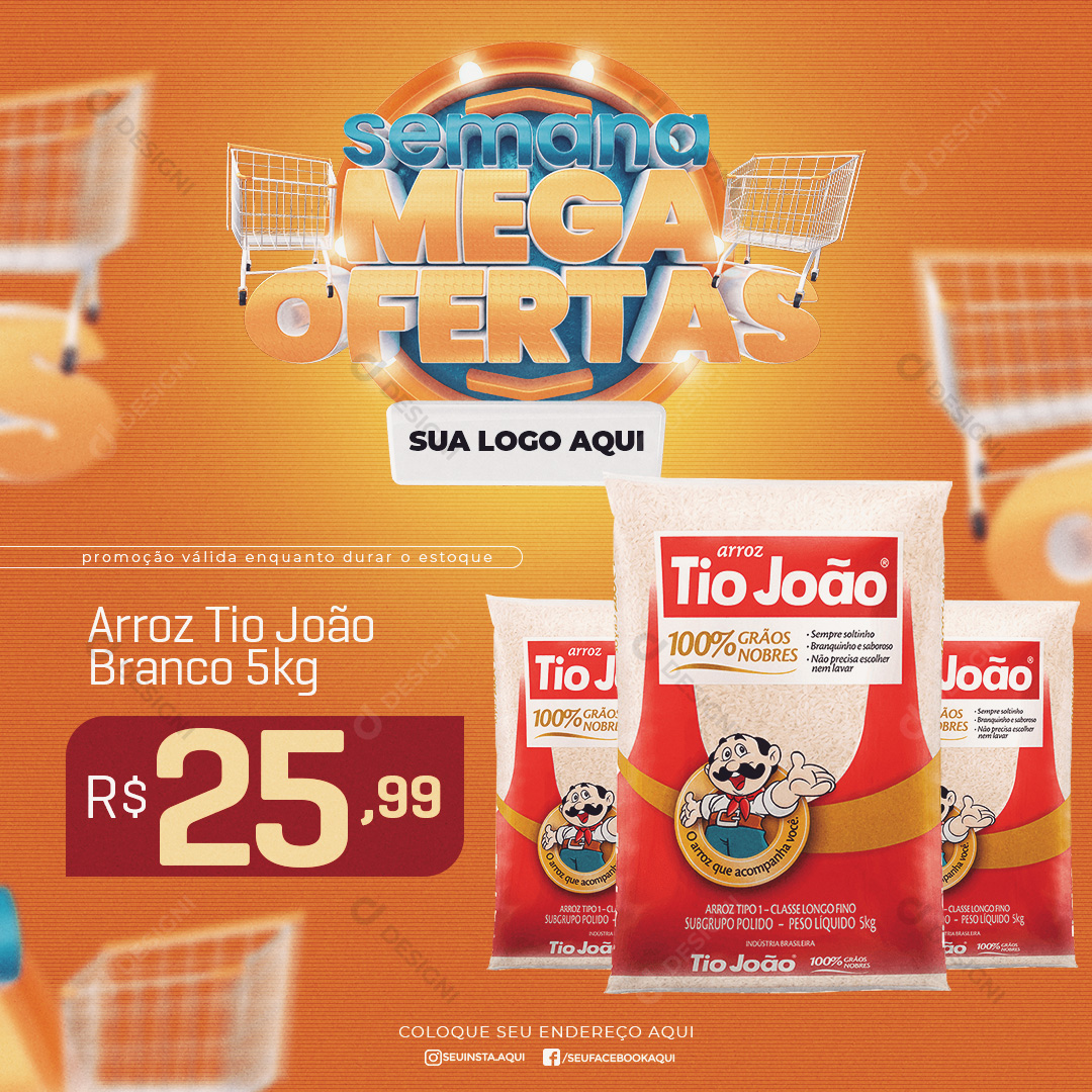 Arroz Tio João Social Media PSD Editável Supermercado Oferta