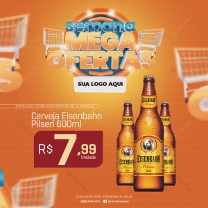 Cerveja Eisenbahn 600ml Social Media PSD Editável Supermercado Oferta