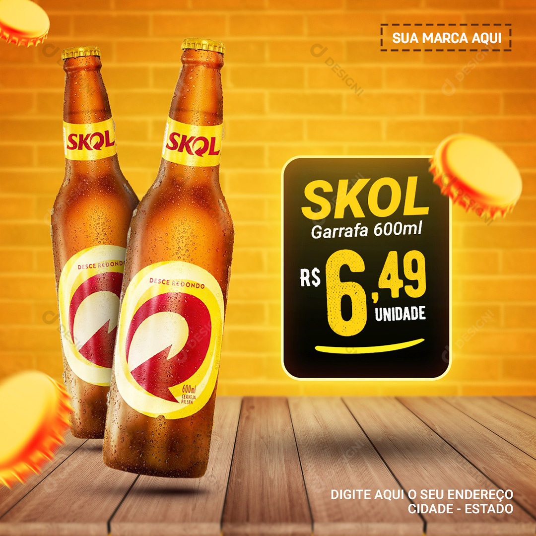 Bares Distribuidoras de Bebidas Skol Conveniências Social Media PSD Editável