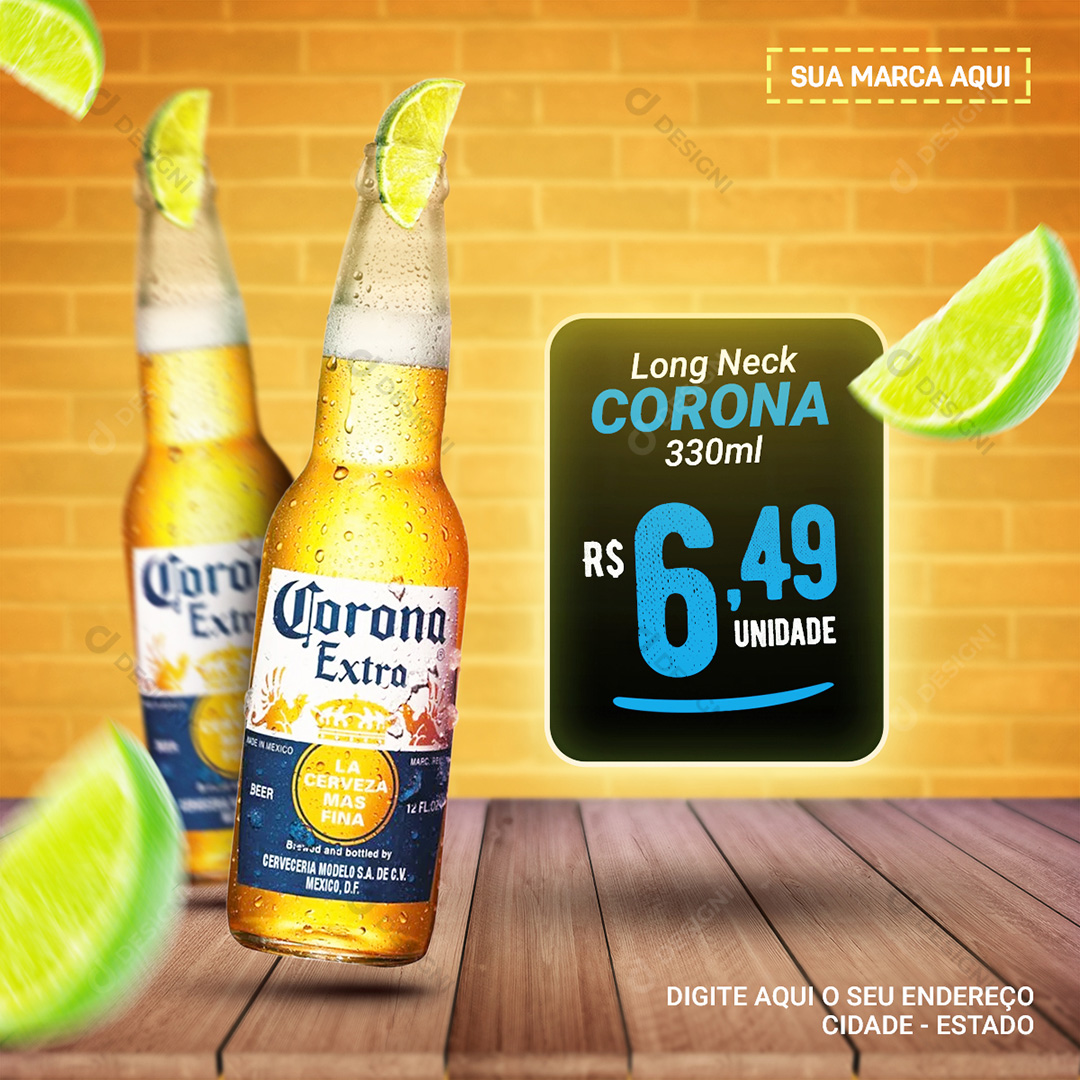 Bares Distribuidoras de Bebidas Corona Conveniências Social Media PSD Editável