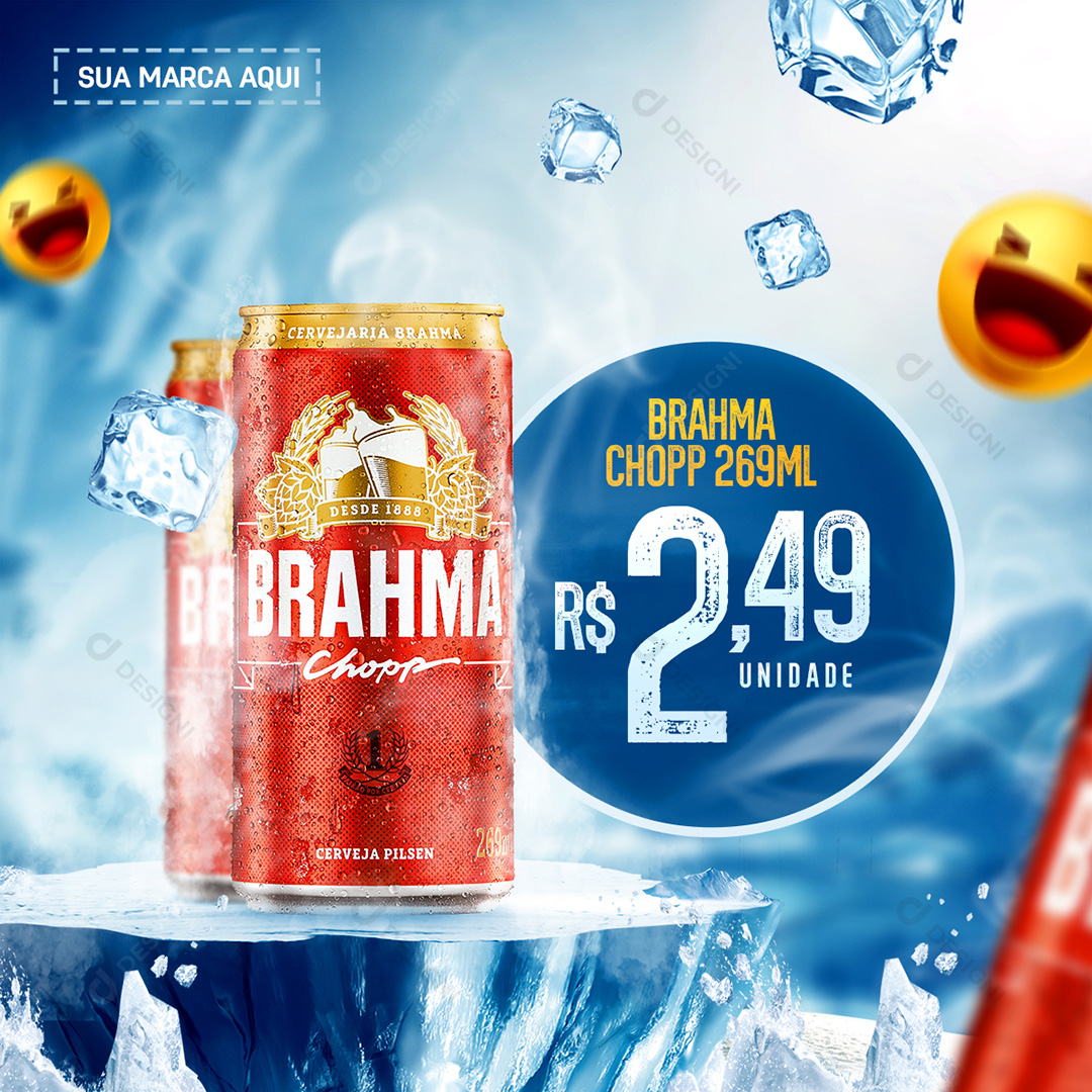Bares Distribuidoras de Bebidas Conveniências Brahma Social Media PSD Editável