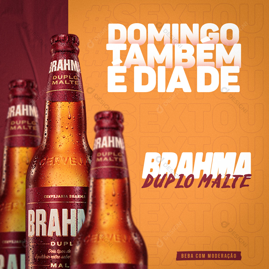 Domingo Também É Dia Cerveja Brahma Duplo Malte Social Media PSD Editável