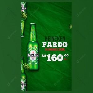 Fardo de Cerveja Heineken Bares Social Media PSD Editável Stories