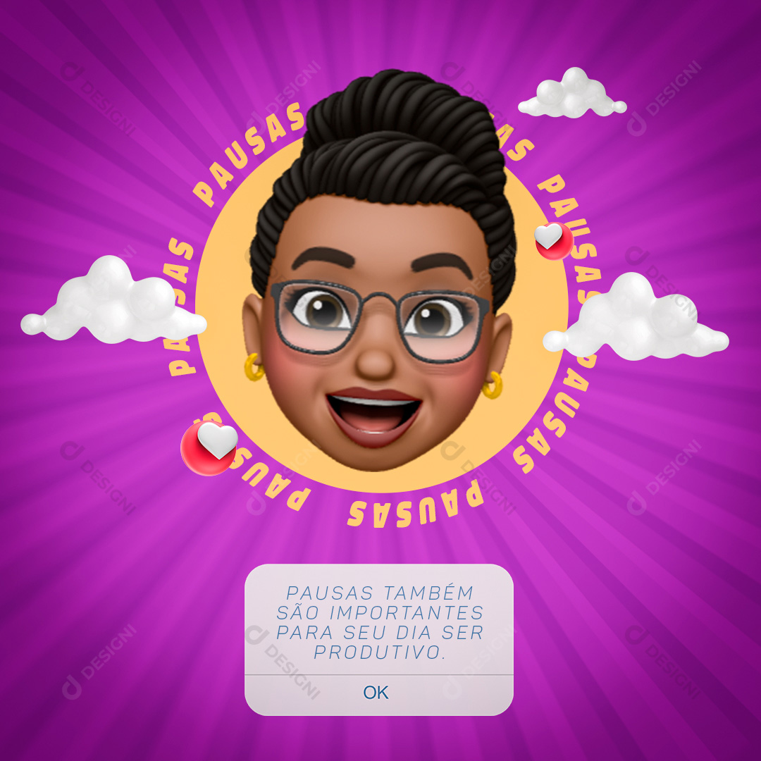 Blogueira Pausa Produtividade Conteúdo Instagram Social Media PSD Editável