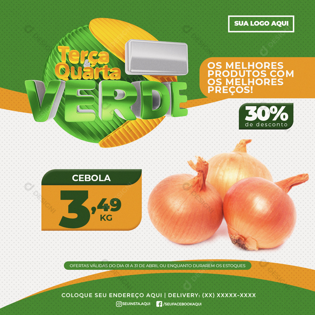 Terça e Quarta Verde Cebola Social Media PSD Editável