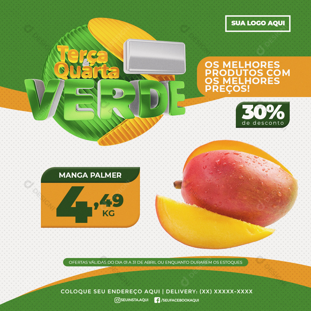 Terça e Quarta Verde Manga Palmer Social Media PSD Editável
