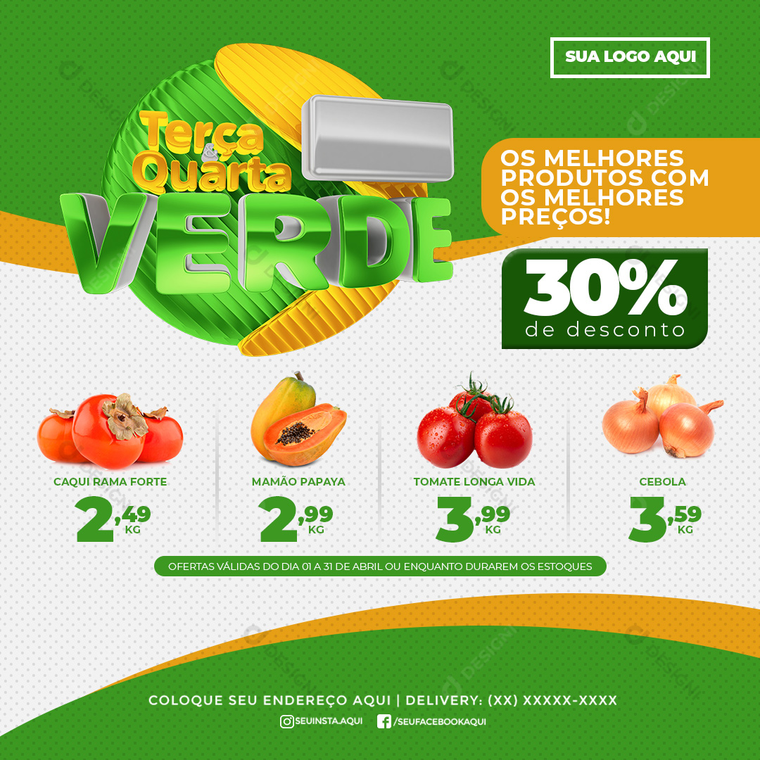 Mine Encarte Digital Terça e Quarta Verde Produtos Social Media PSD Editável