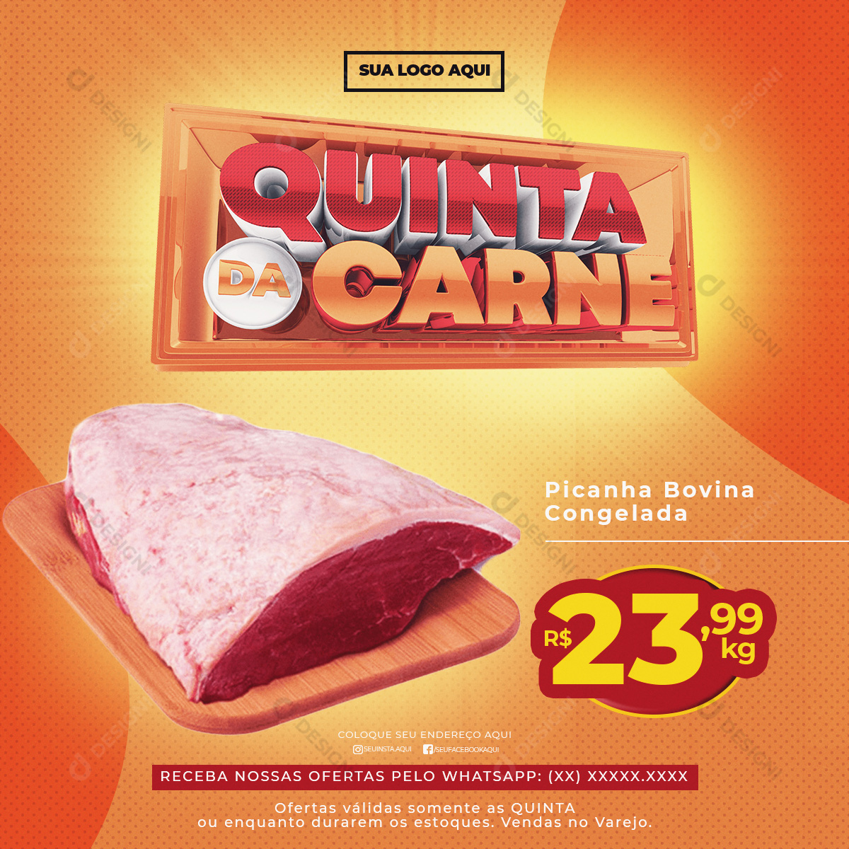 Quinta da Carne Picanha Bovina Congelada Social Media PSD Editável