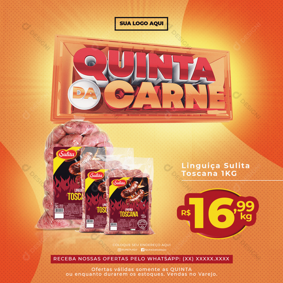 Quinta da Carne Linguiça Sulita Toscana Social Media PSD Editável