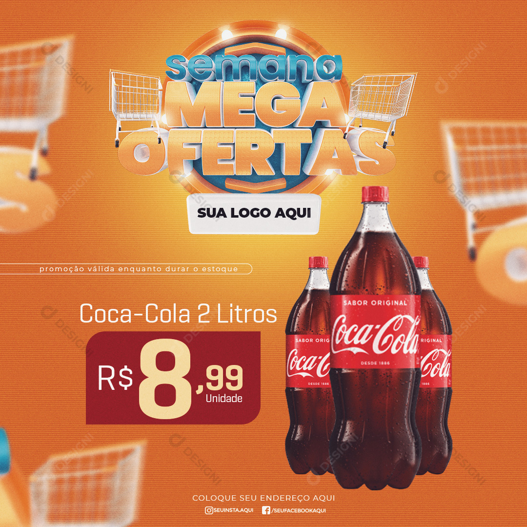 Ofertas da Semana Refrigerante Coca-Cola 2L Social Media PSD Editável