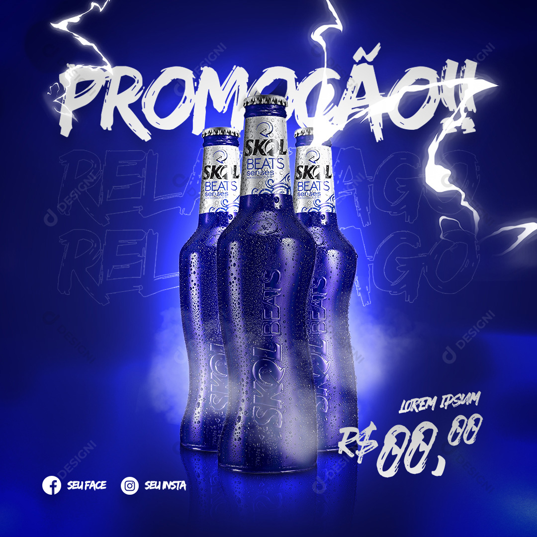 Promoção Relâmpago Skol Beats Social Media PSD Editável
