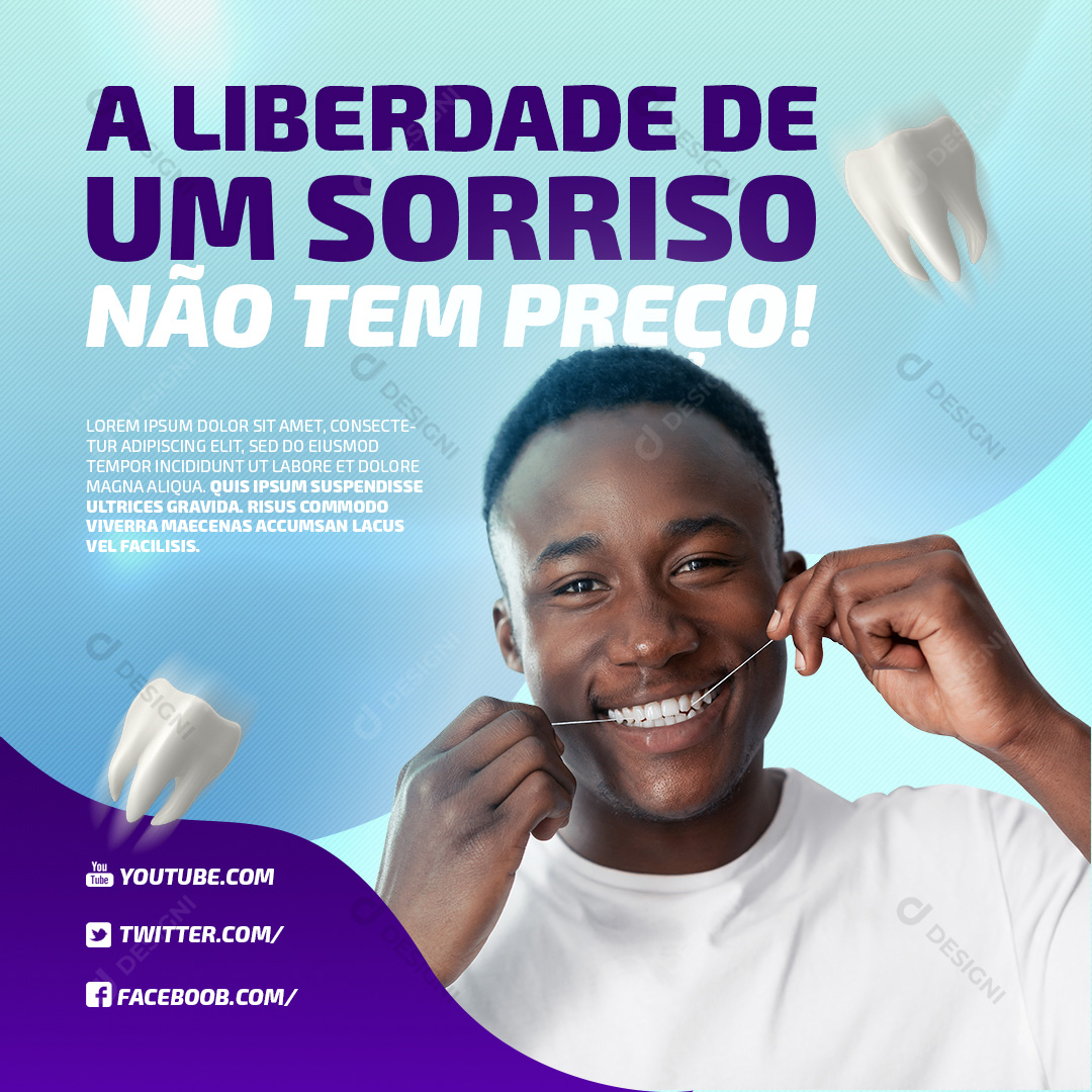 A Liberdade do Sorriso Social Media PSD Editável  Odontologia