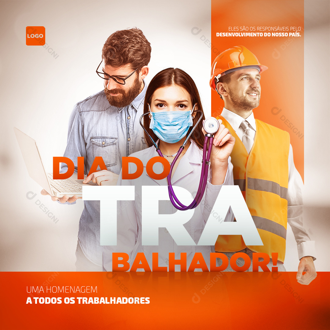 Dia do Trabalhador Social Media PSD Editável Photoshop