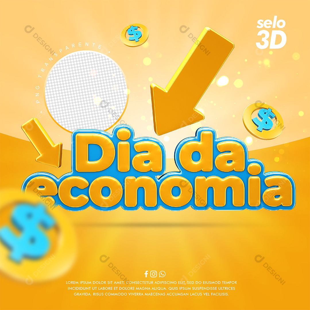 Selo 3D Dia Da Economia PSD + PNG