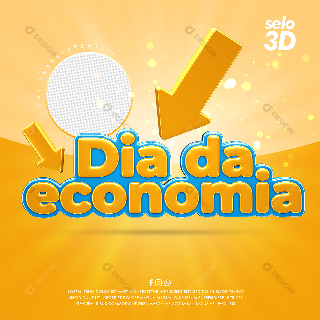 Selos 3D Dia Da Economia PSD + PNG