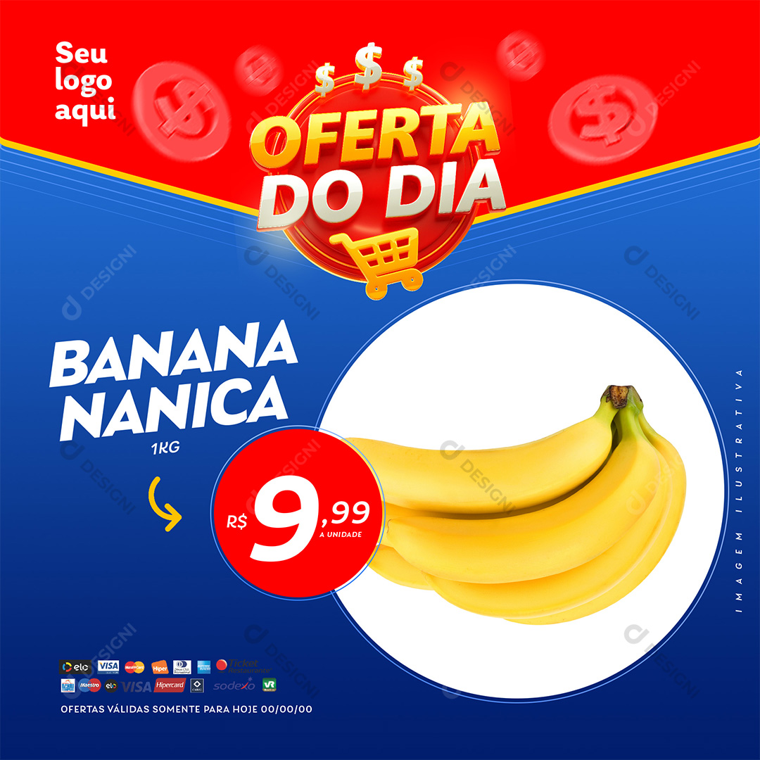 Oferta do Dia Supermercado Banana Nanica PSD Editável