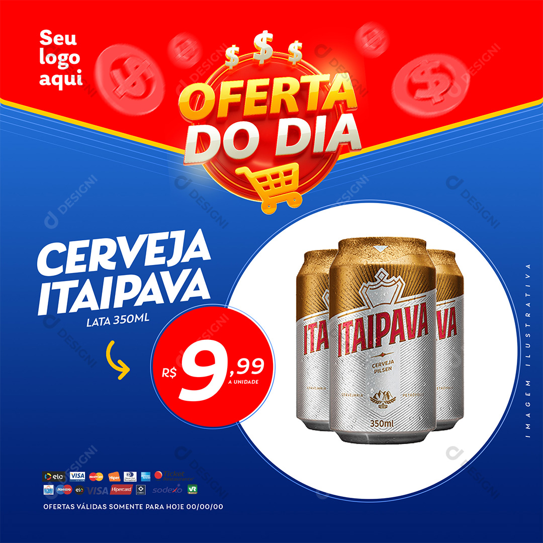 Oferta do Dia Supermercado Cerveja Itaipava PSD Editável