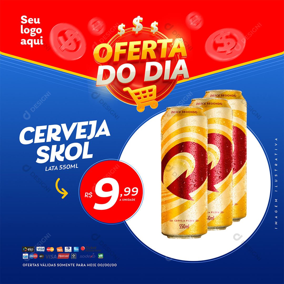 Oferta do Dia Supermercado Cerveja Skol Lata PSD Editável