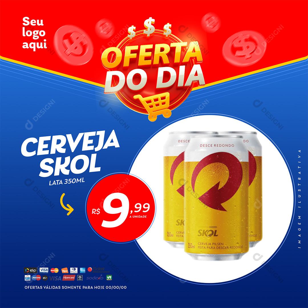 Oferta Do Dia Supermercado Cerveja Skol Lata PSD Editável