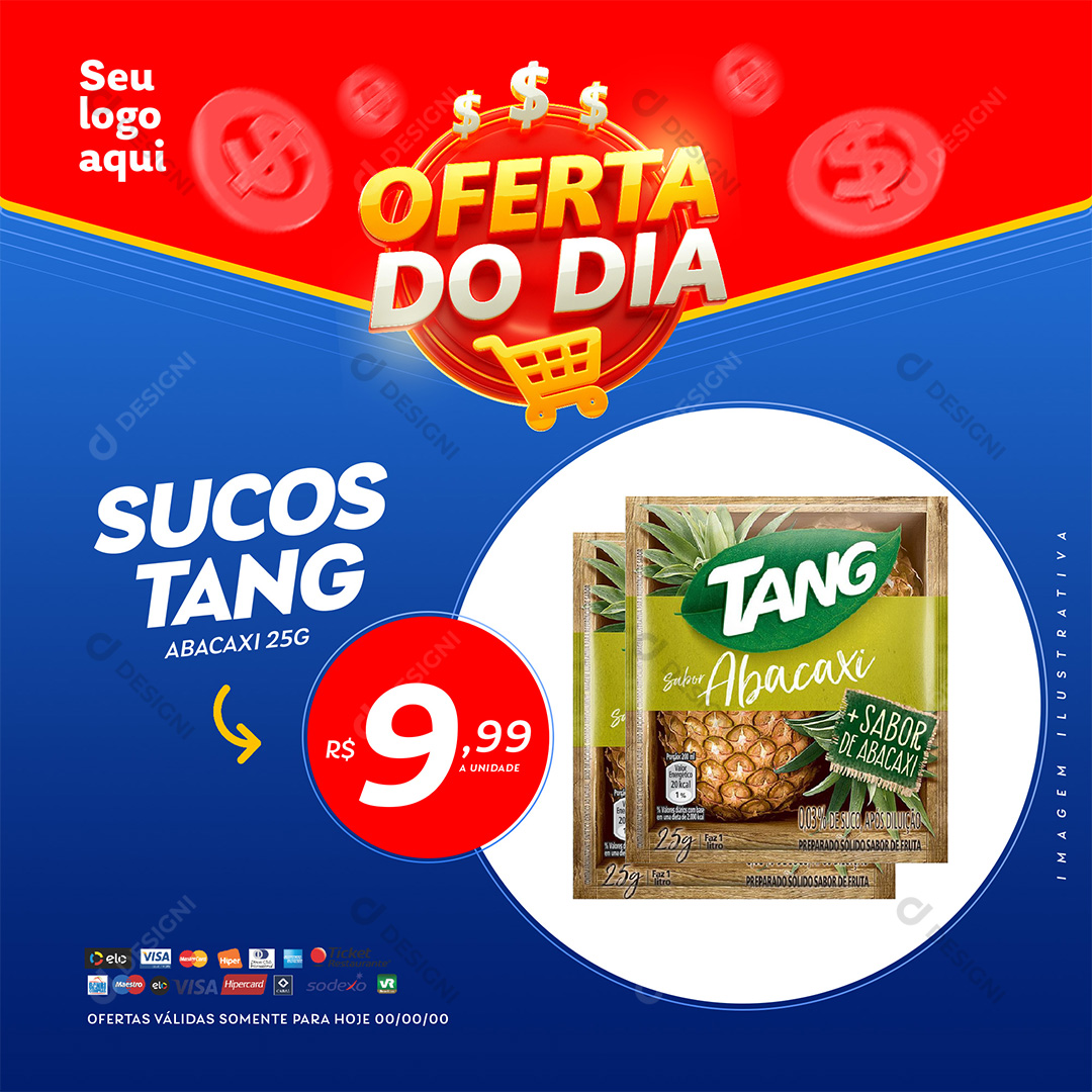 Oferta Do Dia Supermercado Sucos Tang Abacaxi PSD Editável
