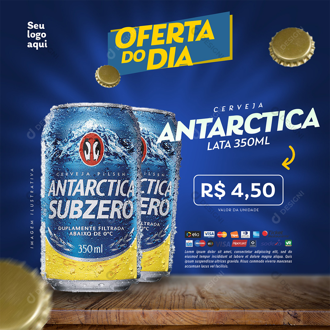 Oferta do Dia Supermercado Cerveja Antarctica Lata PSD Editável