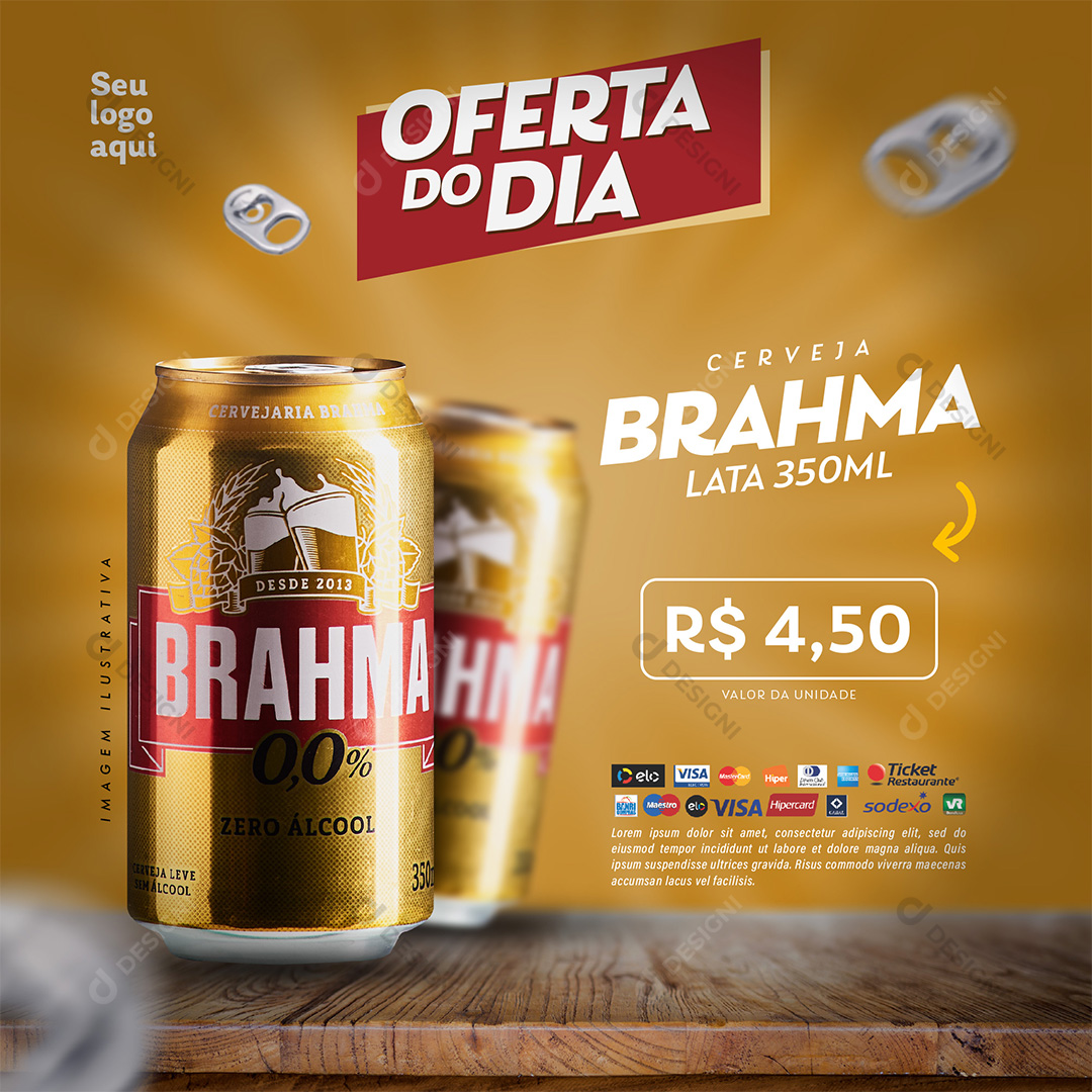 Oferta Do Dia Supermercado Cerveja Brahma Lata PSD Editável