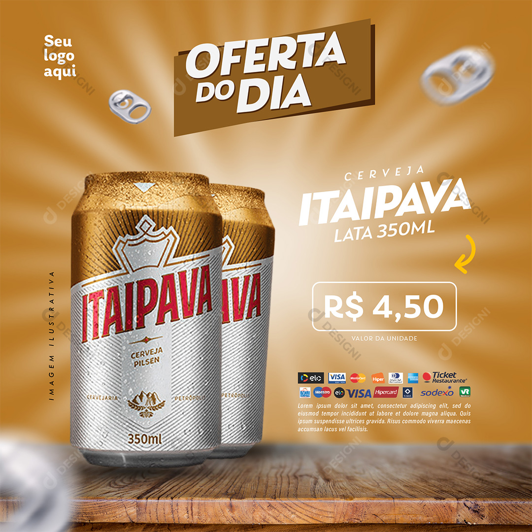 Oferta do Dia Supermercado Cerveja Itaipava Lata PSD Editável