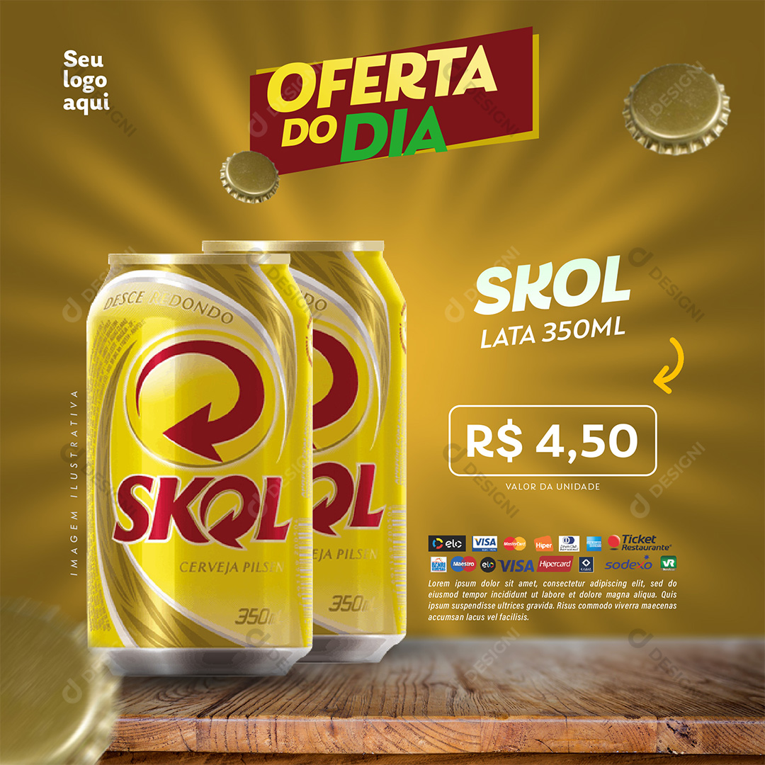 Oferta do Dia Supermercado Cerveja Skol Lata PSD Editável