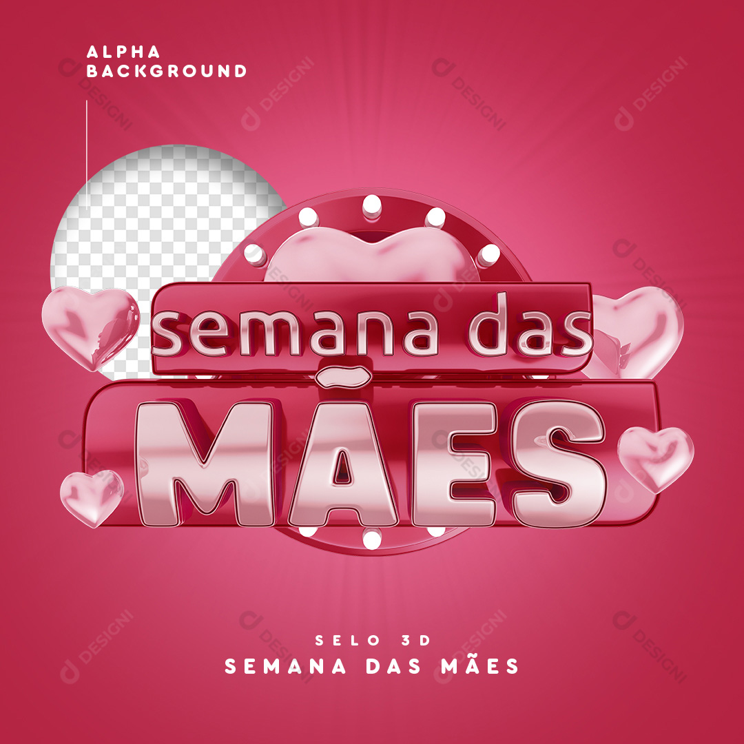 Semana das Mães Selo 3D PNG Transparente Sem Fundo